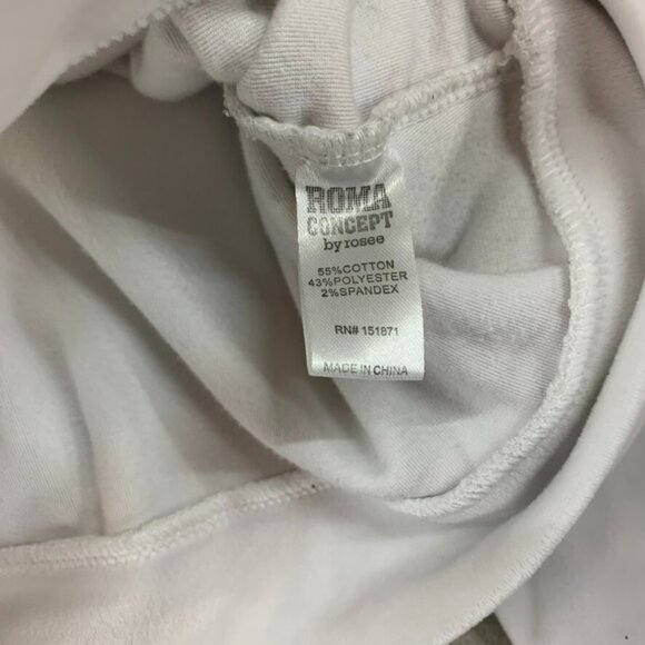 Roma Concept Womens L Hoodie Sweatshirt White Velour Cropped Full Zip Rhinestone - Picture 9 of 16